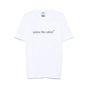 Msgm Men Follow The Rabbit Print Cotton T-Shirt